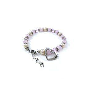 Mommy Pink Beaded Heart Charm Bracelet